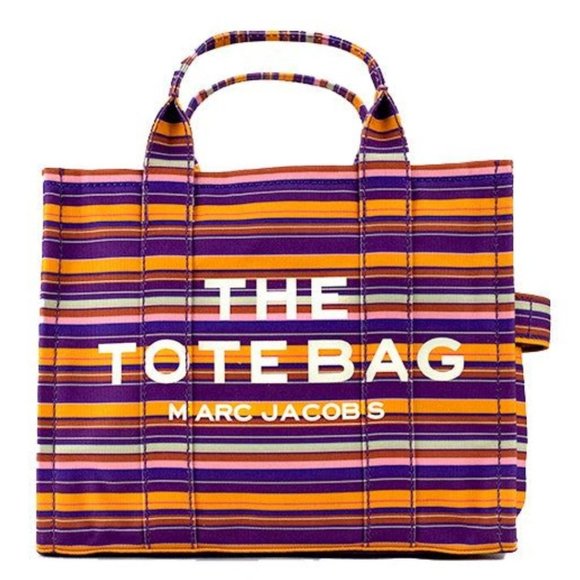 Marc Jacobs Handbags - NEW Marc Jacobs The Striped Traveler Tote Medium Purple Cotton Canvas Bag Purse